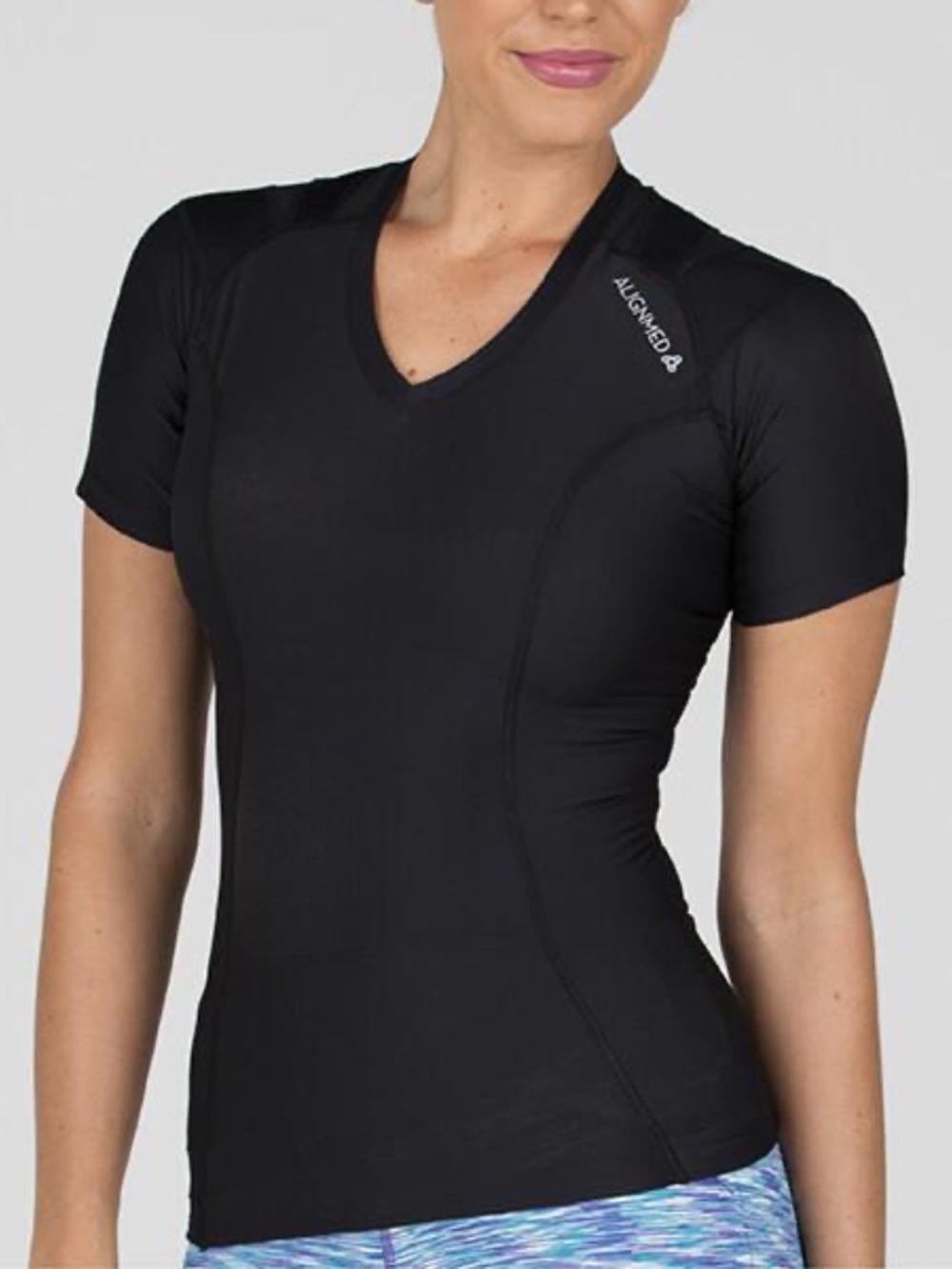 AlignMed Women's Large Black Posture Support Compression Shirt Made in USA
